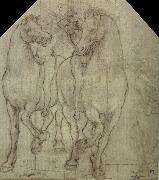 Leonardo  Da Vinci Horses with horsemen Sweden oil painting artist